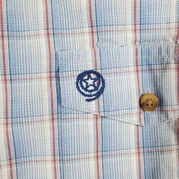 Wrangler Shirt Mens Large Blue Plaid Cowboy George Strait Collared Button Down - Picture 7 of 9